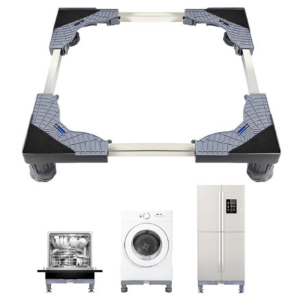 Suport pentru masina de spalat, aragaz, frigider, BYONDSELF®, Cu tampon anti-alunecare, Lungime reglabila 43CM-60CM, Sustinere 200kg, Anti-soc/Anti-zgomot, Gri